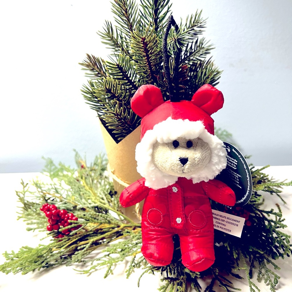 NWT, Starbucks 2021 Holliday Bearista Bear Mini Plush Ornament